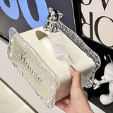 Maxbell Tissue Box Holder Decorative Luxury Napkin Holder for Restaurant Bedroom Car white bear