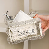 Maxbell Tissue Box Holder Decorative Luxury Napkin Holder for Restaurant Bedroom Car white rabbit