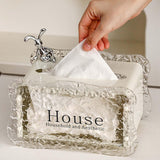 Maxbell Tissue Box Holder Decorative Luxury Napkin Holder for Restaurant Bedroom Car white rabbit