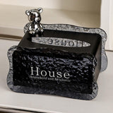 Maxbell Tissue Box Holder Decorative Luxury Napkin Holder for Restaurant Bedroom Car black bear