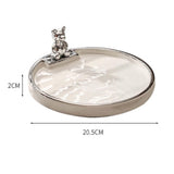 Maxbell Decorative Tray Keys Jewelry Serving Tray Decor for Bedroom Bathroom Cabinet round