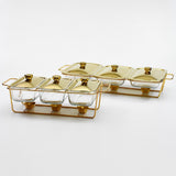 Maxbell Food Warmers Trays 3 Grid Buffet Food Warmer Pot for Hotel Wedding 1.3L
