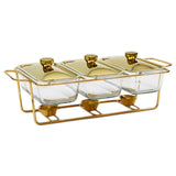 Maxbell Food Warmers Trays 3 Grid Buffet Food Warmer Pot for Hotel Wedding 1.3L