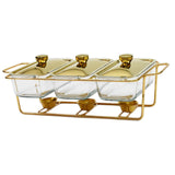 Maxbell Food Warmers Trays 3 Grid Buffet Food Warmer Pot for Hotel Wedding 1.3L