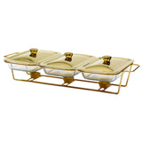 Maxbell Food Warmers Trays 3 Grid Buffet Food Warmer Pot for Hotel Wedding 1.5L