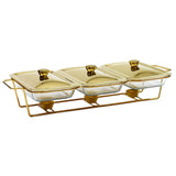 Maxbell Food Warmers Trays 3 Grid Buffet Food Warmer Pot for Hotel Wedding 1.5L