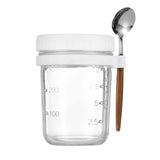 Maxbell Glass Cup Tea Cup Easy to Clean Oatmeal Container Jar for Camping Office Gym white