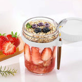 Maxbell Glass Cup Tea Cup Easy to Clean Oatmeal Container Jar for Camping Office Gym white