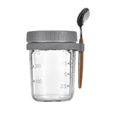 Maxbell Glass Cup Tea Cup Easy to Clean Oatmeal Container Jar for Camping Office Gym gray