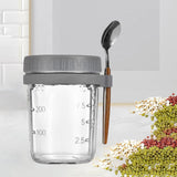 Maxbell Glass Cup Tea Cup Easy to Clean Oatmeal Container Jar for Camping Office Gym gray