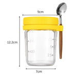 Maxbell Glass Cup Tea Cup Easy to Clean Oatmeal Container Jar for Camping Office Gym yellow