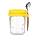 Maxbell Glass Cup Tea Cup Easy to Clean Oatmeal Container Jar for Camping Office Gym yellow
