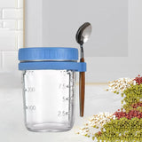 Maxbell Glass Cup Tea Cup Easy to Clean Oatmeal Container Jar for Camping Office Gym blue