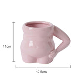 Maxbell Morning Cup belly Creative Ceramic Novelty Cup for Milk breakfast Pink