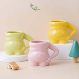 Maxbell Morning Cup belly Creative Ceramic Novelty Cup for Milk breakfast Pink