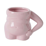 Maxbell Morning Cup belly Creative Ceramic Novelty Cup for Milk breakfast Pink