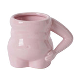 Maxbell Morning Cup belly Creative Ceramic Novelty Cup for Milk breakfast Pink