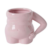 Maxbell Morning Cup belly Creative Ceramic Novelty Cup for Milk breakfast Pink