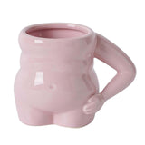 Maxbell Morning Cup belly Creative Ceramic Novelty Cup for Milk breakfast Pink
