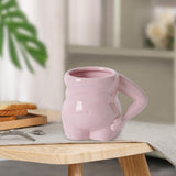 Maxbell Morning Cup belly Creative Ceramic Novelty Cup for Milk breakfast Pink