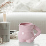 Maxbell Morning Cup belly Creative Ceramic Novelty Cup for Milk breakfast Pink