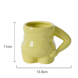 Maxbell Morning Cup belly Creative Ceramic Novelty Cup for Milk breakfast Green