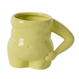 Maxbell Morning Cup belly Creative Ceramic Novelty Cup for Milk breakfast Green