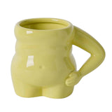Maxbell Morning Cup belly Creative Ceramic Novelty Cup for Milk breakfast Green