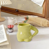 Maxbell Morning Cup belly Creative Ceramic Novelty Cup for Milk breakfast Green