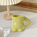 Maxbell Morning Cup belly Creative Ceramic Novelty Cup for Milk breakfast Green