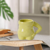 Maxbell Morning Cup belly Creative Ceramic Novelty Cup for Milk breakfast Green