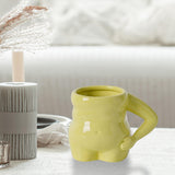 Maxbell Morning Cup belly Creative Ceramic Novelty Cup for Milk breakfast Green