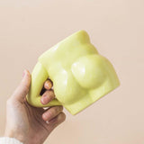 Maxbell Morning Cup belly Creative Ceramic Novelty Cup for Milk breakfast Green