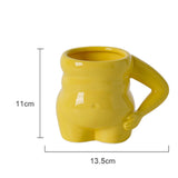 Maxbell Morning Cup belly Creative Ceramic Novelty Cup for Milk breakfast Yellow