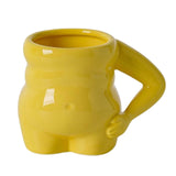 Maxbell Morning Cup belly Creative Ceramic Novelty Cup for Milk breakfast Yellow