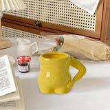 Maxbell Morning Cup belly Creative Ceramic Novelty Cup for Milk breakfast Yellow