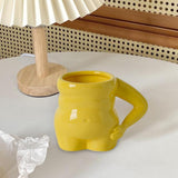 Maxbell Morning Cup belly Creative Ceramic Novelty Cup for Milk breakfast Yellow