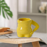 Maxbell Morning Cup belly Creative Ceramic Novelty Cup for Milk breakfast Yellow