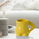 Maxbell Morning Cup belly Creative Ceramic Novelty Cup for Milk breakfast Yellow