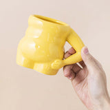 Maxbell Morning Cup belly Creative Ceramic Novelty Cup for Milk breakfast Yellow