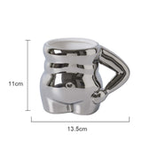 Maxbell Morning Cup belly Creative Ceramic Novelty Cup for Milk breakfast Argent