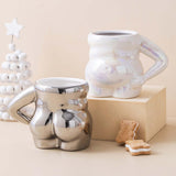 Maxbell Morning Cup belly Creative Ceramic Novelty Cup for Milk breakfast Argent