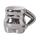 Maxbell Morning Cup belly Creative Ceramic Novelty Cup for Milk breakfast Argent