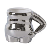 Maxbell Morning Cup belly Creative Ceramic Novelty Cup for Milk breakfast Argent
