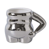 Maxbell Morning Cup belly Creative Ceramic Novelty Cup for Milk breakfast Argent
