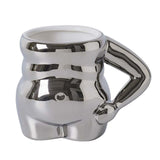 Maxbell Morning Cup belly Creative Ceramic Novelty Cup for Milk breakfast Argent