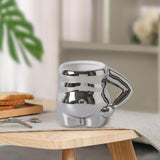 Maxbell Morning Cup belly Creative Ceramic Novelty Cup for Milk breakfast Argent
