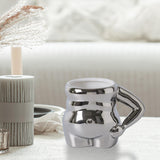 Maxbell Morning Cup belly Creative Ceramic Novelty Cup for Milk breakfast Argent