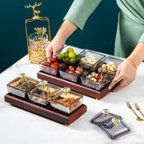 Maxbell Divided Fruit Snacks Serving Platter with Lids Serving Tray for Home Wedding 3 Grids