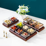 Maxbell Divided Fruit Snacks Serving Platter with Lids Serving Tray for Home Wedding 3 Grids